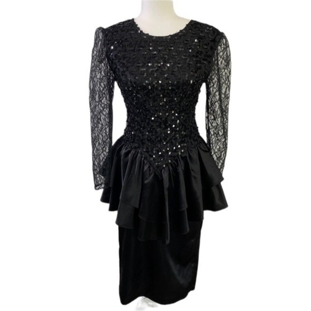 Vintage 80’s Black Lace Midi Dress